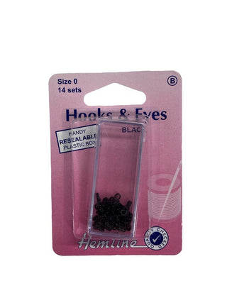 Hemline Hook and Eye Black - 14 Sets Size 0
