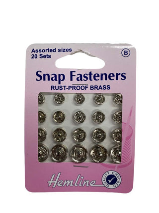Hemline Snap Fast nickel Assorted 20 sets per pack