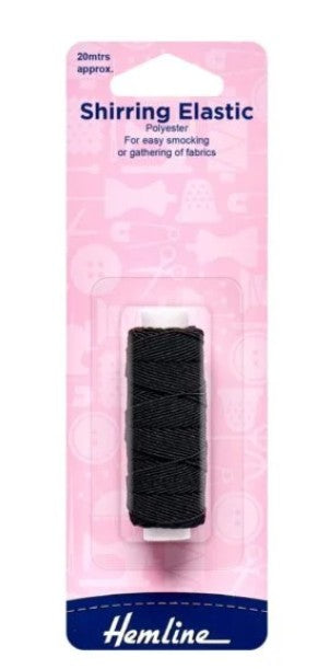 Hemline Shirring Elastic Black 0.75mm x 20m