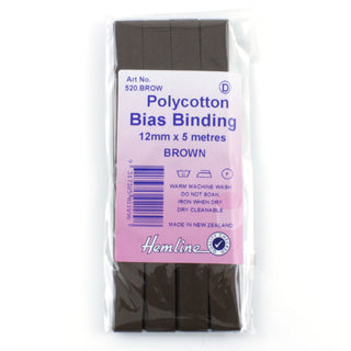 Hemline Bias Binding 12mm Brown x 5m