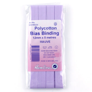 Hemline Bias Binding 12mm Mauve x 5m