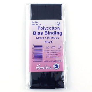 Hemline Bias Binding 12mm Navy x 5m