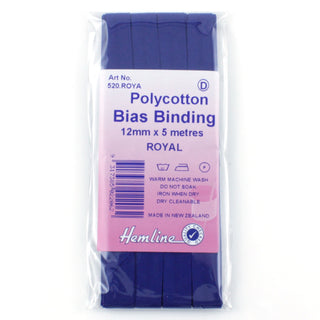 Hemline Bias Binding 12mm Royal x 5m