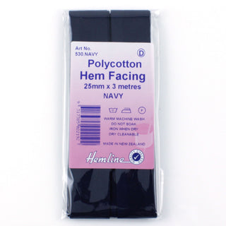 Hemline Bias Hem Facing 25mm Navy x 3m