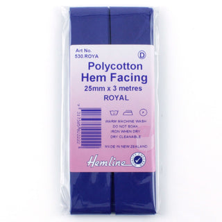 Hemline Bias Hem Facing 25mm Royal x 3m