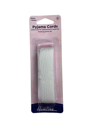 Hemline Pyjama Cord Rayon 20mm White