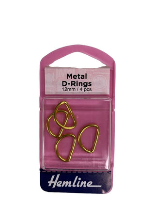 Hemline Buckle D Ring 12mm 4pc Gold