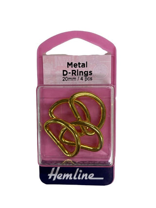 Hemline Buckle D Ring 20mm 4pc Gold