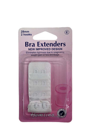 Hemline Bra Back Expander 28mm 2 Hook White