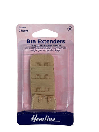 Hemline Bra Back Expander 28mm 2 Hook Nude