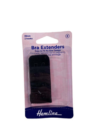 Hemline Bra Back Expander 28mm 2 Hook Black