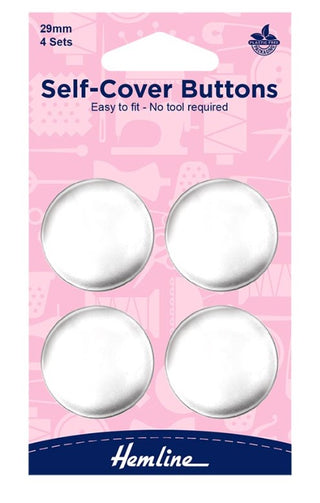Hemline Self Cover Buttons Metal 29mm Set 4 Brass