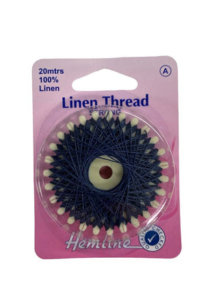 Hemline Thread Linen 20m Navy