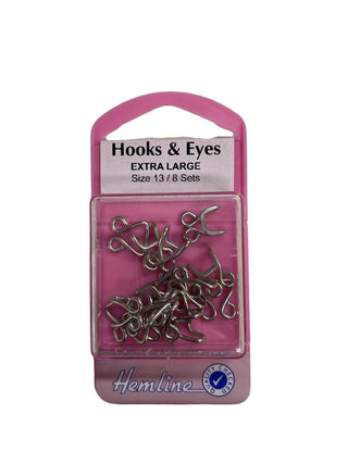 Hemline Hook and Eye Nickel 8 Sets Size 13
