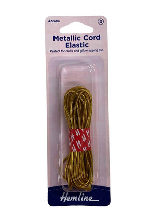 Hemline Elastic Metallic Cord 4.5m Gold