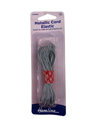 Hemline Elastic Metallic Cord 4.5m Silver