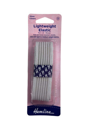 Hemline Elastic Lightweight 22mm x 90cm 