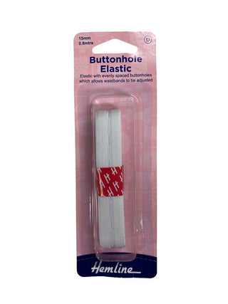 Hemline Elastic Buttonhole 15mm x 90cm 