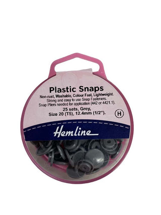 Hemline KAM Plastic Snaps 12.44mm x 25 Grey