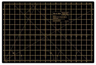 Hemline Gold Cutting Mat Black with Gold Print - Medium 17" x 11"