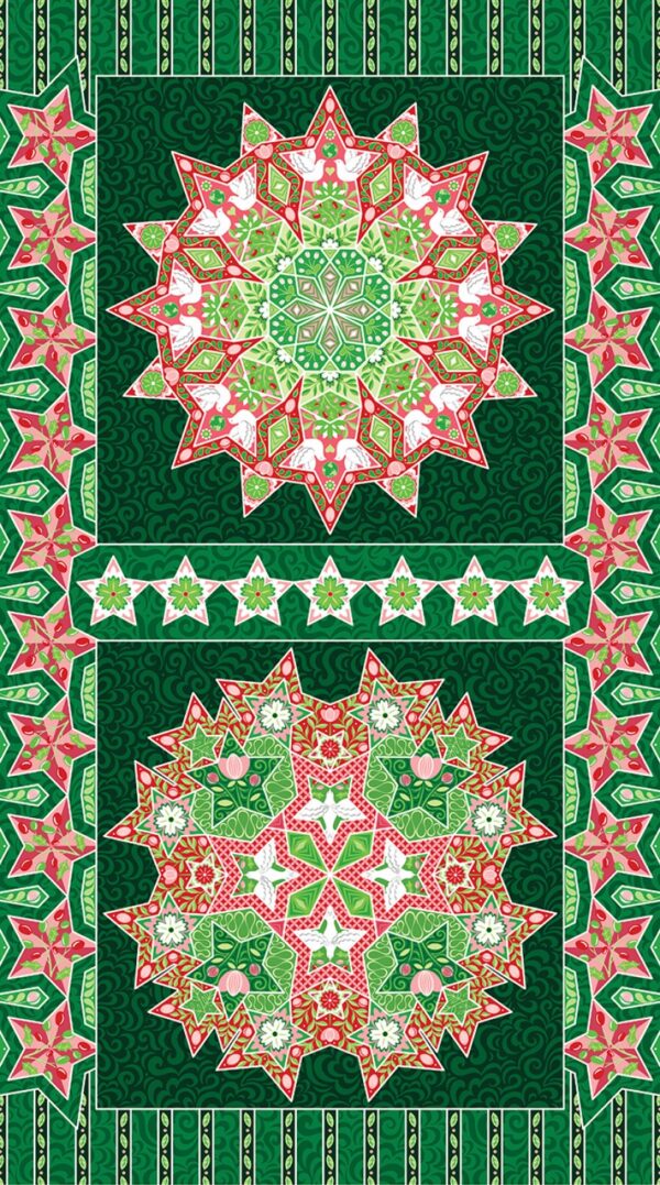 zzzFabric - Amanda Murphy Peace on Earth Green per mtr